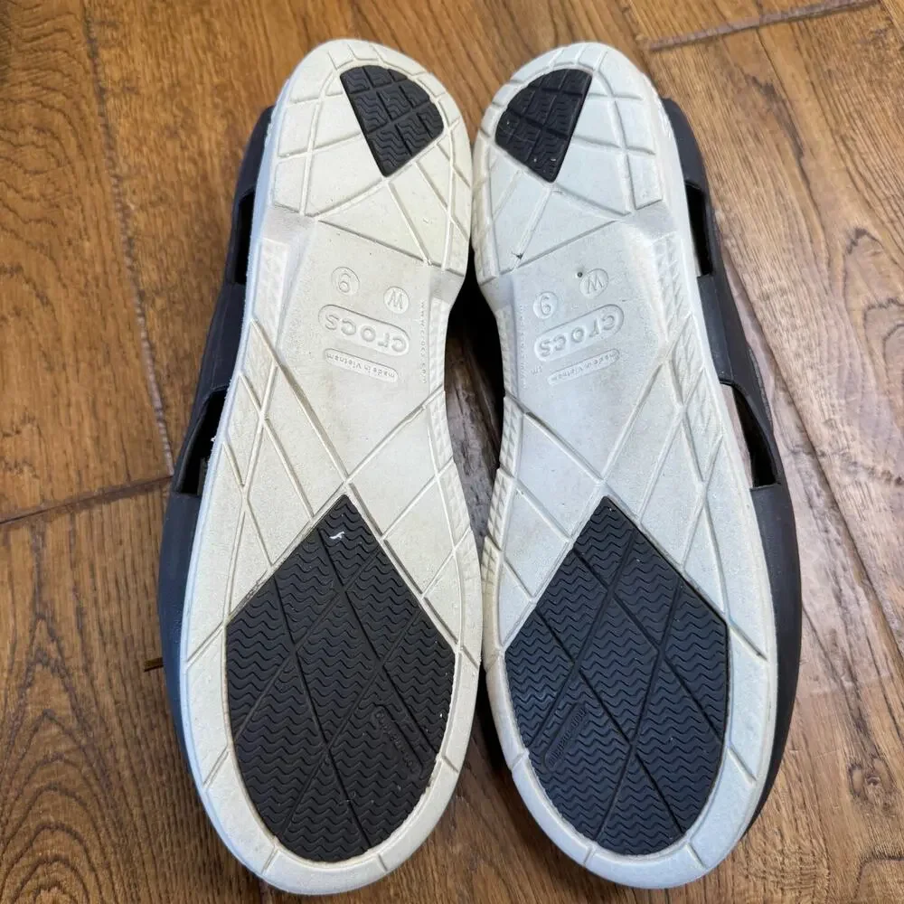 CROCS Womens 9 Beach Line Slip-On Boat Shoe Loafer Brown/White Nautical Comfort - Picture 5 of 5